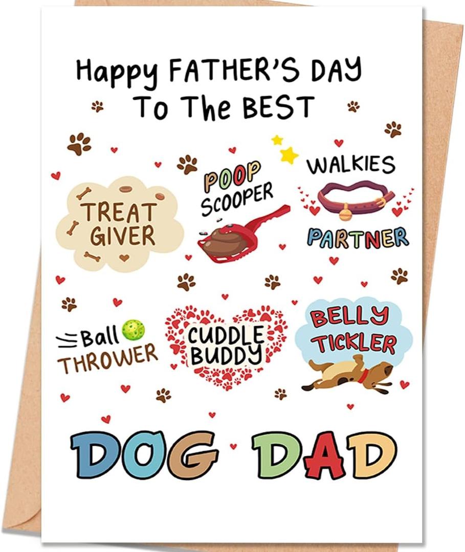 3 x Funny Father's Day Card Gift for Dog Dad, Fathers Day Card from Dog