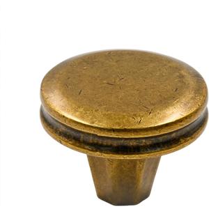Alzassbg 6 Pack Antique Brass Cabinet Knobs, 1-1/4 Inch Diameter Round Kitchen Knobs for Cabinets and Drawers AL6104AB (Single Hole Knobs)