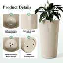 23.6" H Tall Planters for Outdoor Plants, 2 Pack Large Outdoor Planters for Front Porch Decor with Drainage Hole, Plastic Striped Flower Pots Fits Indoor Plants Patio Garden, Black, 13 W"*9.4 W"*23.6" H