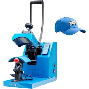 NEWBULIG Hat Heat Press Machine, Heat Mathines for Pressing Cats with Precise Temp Control, 3.2"x5.5" Heating Plate for Baseball Caps, Beanies and Custom Designs, Includes Memory Mode & Safety Base (Blue)