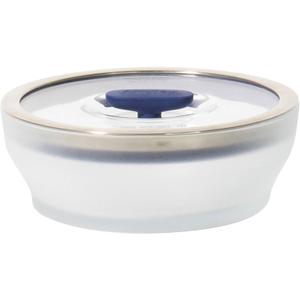 Anyday 4-Cup Microwave Cookware & Glass Container with Glass Lid, Plastic-Free Shallow Food Storage | Stackable Airtight Steamer with Vented Lid for Microwave-Safe Reheating, Steaming Vegetables (Frosted - Blueberry)