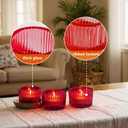 JOYIT Red Votive Candle Holders Bulk Set of 12, Tealight Candle Holder for Wedding Table Centerpiece, Glass Small Candle Holders for Birthday Party, Valentine's Day, Home Decor (2''X 1.4'')