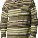 Columbia men's Steens Mountain Printed Shirt Jacket (3X, Stone Green Surfcrest Stripe Print)