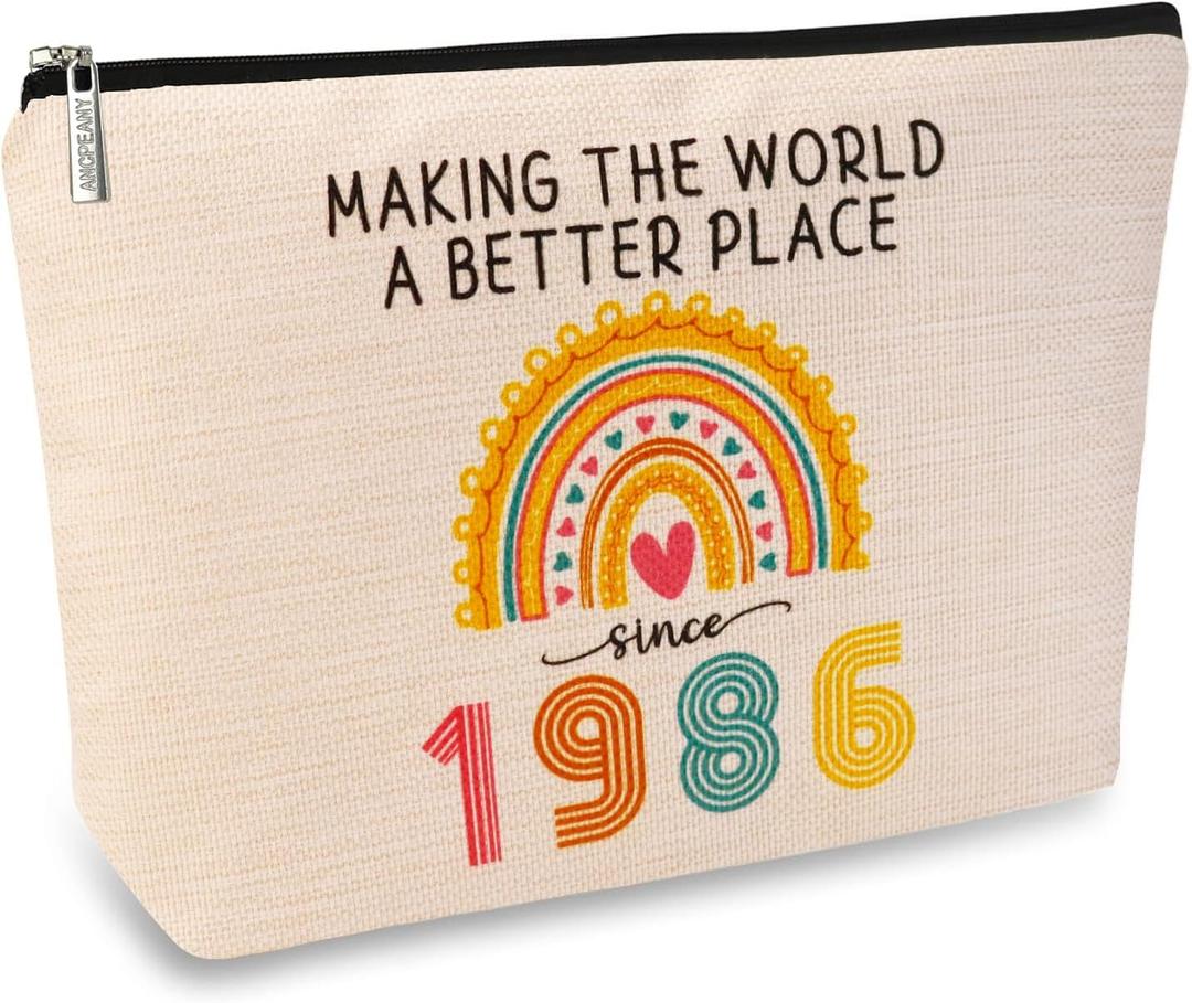 ancpeany 40th Birthday Gifts Women Makeup Bag, 40th Birthday Decorations for Women Her, 1986 Anniversary 40 Year Old Birthday Gifts for Woman, Mom, Sister, Friend, Mothers Day, Cosmetic Travel Pouch
