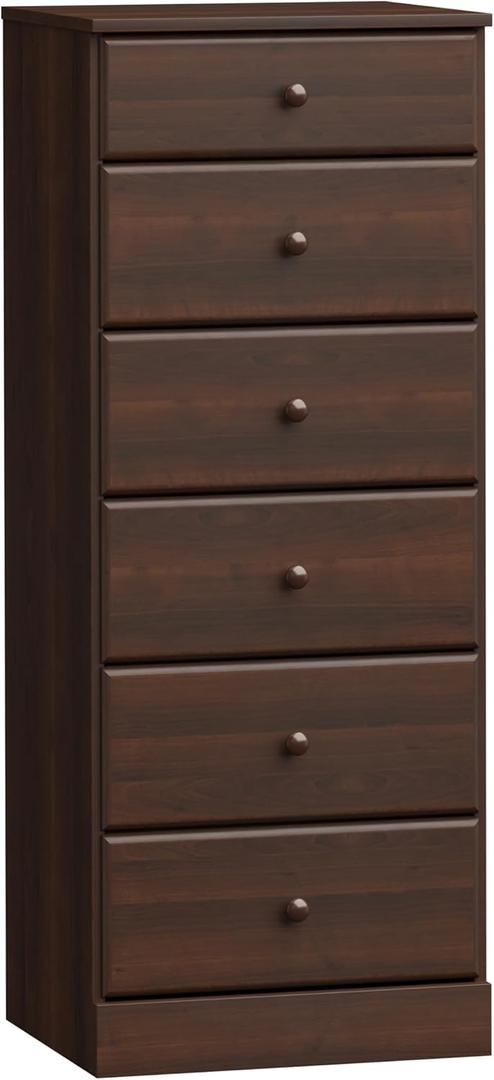 Prepac Astrid Tall Brown Dresser: 16.5"D x 19.75"W x 50"H, 6-Drawer Chest for Bedroom by Prepac - Perfect Chest of Drawers for Ample Storage (Espresso)