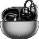 Clip on Earbuds Open Ear Wireless Bluetooth 5.4 Headphones,50H Play, Sports Over Ear Buds, Comfortable for Small Ears & Glasses Wearers, Workouts-Android/iOS (Black)