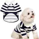 BAEJMJK Cute Dog Shirt Boy Girl Dog Clothes Striped Collared Polo T-Shirt for Small Medium Dogs Cats Soft Breathable Pet Puppy Outfits(Navy Blue,XX-Large)