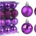 uxcell 24Pcs Purple 1.57 Inch Christmas Balls Ornaments Shatterproof Ornaments Hanging Balls for Xmas Trees, Wedding, Party Decorations