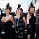 Ceenna 48 Pieces 1920s Flapper Headband Black Feather Headband Costume Flapper Headpiece 20s Rhinestone Hair Accessory for Women