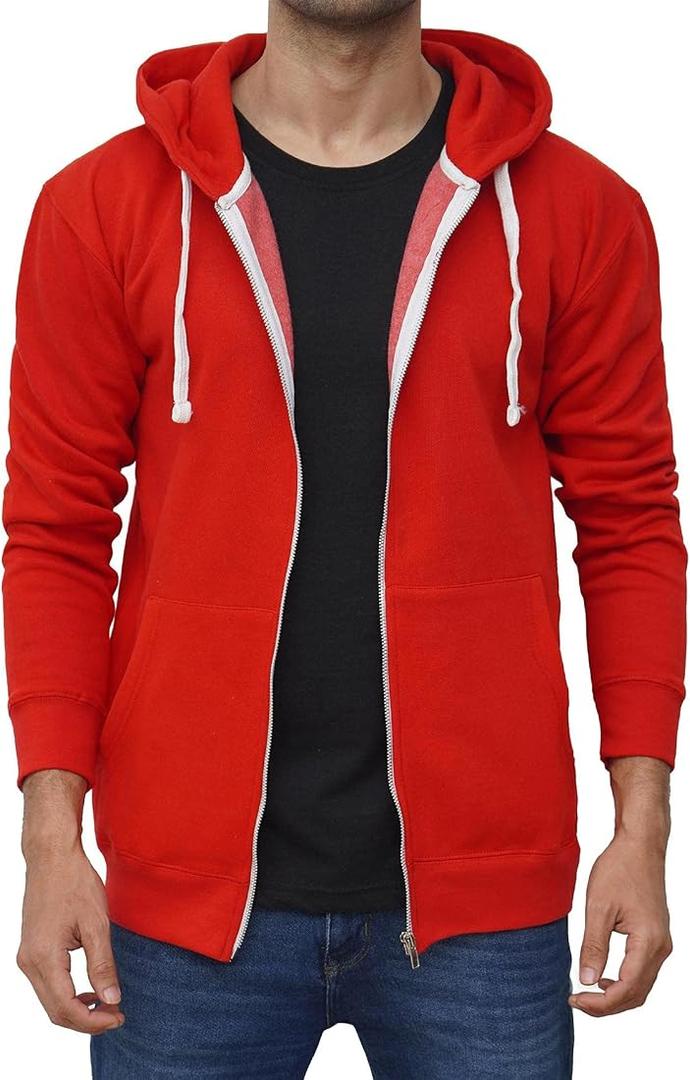 Zipper Hoodies for Men - Men's Fashion Comfy Fleece Full-Zip Hoodie, Size L