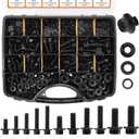 Hapric 384 Pcs Metric Flange Bolt Assortment Kits, M6x1.0, M8x1.25, M10x1.5 Bolts(12mm to 30mm) Grade 10.9 Alloy Steel Metric Machine Screws Nuts and Bolts Kit