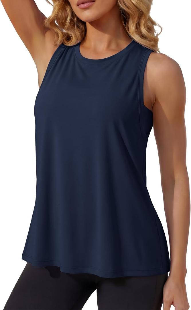MAGCOMSEN Women's Loose Fit Quick Dry Lightweight Athletic Tank Top (Blue, M)
