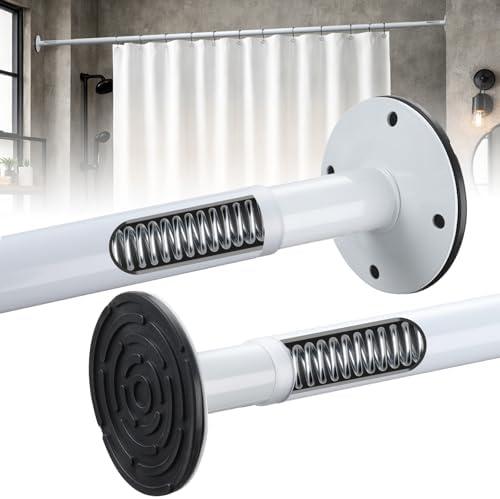 Tension Shower Curtain Rod 42-100", Dual-End Strong Spring, 3" Large Non-Slip Pads, 1.1 Inch Heavy Duty Stainless Steel Adjustable for Bathroom/Window/Room Divider/Outdoor Patio