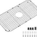 Sink Protectors for Kitchen Sink Stainless Steel, 27-1/2" x 14-1/4" Sink Rack for Bottom of Sink Grid Accessories Centered Drain with Corner Radius 3-1/2" for Single Bowl Sinks, Scratch Prevention