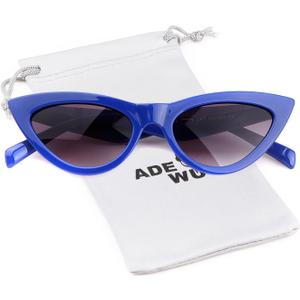ADE WU Classic Cat Eye Sunglasses For Women Retro Vintage Cateye Sun Glasses UV400 Protection (Royal Blue)