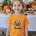 Funny Thanksgiving Shirts for Kids Girls Boys Turkey Pumpkin Toddler Graphic T-Shirt Clothes Tops Tee 2T-8Y (Orange)