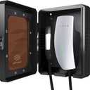 Outdoor EV Charger Enclosure with Lock, Weatherproof Metal Wall Box for Tesla Wall Connector and ChargePoint Charger, Visible Window, Easy Installation, Black