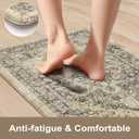 KIMODE Anti Fatigue Kitchen Mat, Boho Distressed Kitchen Rugs Sets of 2, Kitchen Floor Mats Non Slip Cushioned, Waterproof Standing Mat for Laundry, Office, Sink, Desk, Brown 17"x47"+17"x29"