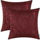 CaliTime Throw Pillow Covers Pack of 2 Modern Shining & Dull Contrast Circles Rings Accent Geometric Cushion Cases Shells for Couch Sofa Home Decor 18 X 18 Inches Burgundy