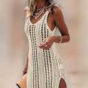 Sulozom Women Swimsuits Cover Ups Crochet Bathing Suit Tassel Bikini Coverup Beach Swimwear (S)