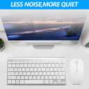 Wireless Keyboard and Mouse Combo, Compact Quiet Wireless Keyboard and Mouse Set 2.4G Ultra-Thin Sleek Design for Windows, Computer, Desktop, PC, Notebook, Laptop (GHKM03 Silver White)