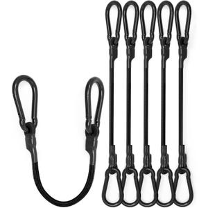 4 Inch Short Small Bungee Cords with Carabiner Hooks, 8 Pcs Black Mini UV Resistant Bungee Straps with Superior Elasticity Thai Latex, Great for Cargo, Bike, Kayak Boat, Luggage, etc