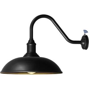 21 Inch Large Dusk to Dawn Barn Light, Farmhouse Gooseneck Exterior Light Fixture, Vintage Black Outdoor Barn Light, Gooseneck Light Fixtures for Garage