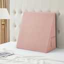 Cotton Wedge Pillow Cover for 24" x 24" x 12" Wedge Bed Pillow, Zippered Wedge Pillow Case Protector with Side Pocket, Dusty Pink (Pillow Not Included)