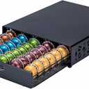 ZCDCP Nespresso Pod Holder Vertuo pod Storage Drawer Black Metal Coffee Pod Holder for Vertuoline Capsule Organizer 50 Pods
