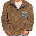 Yousify Mens Fuzzy Sherpa Sweatshirt Flannel Fleece Pullover Jacket Casual Quarter Button Aztec Coat Western Sweaters