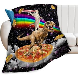 Funny Cat Dinosaur Blanket Soft Cozy Galaxy Space Rainbow Food Fleece Plush Throw Blanket All Season Ultra Warm Lightweight Fuzzy Taco Pizza Blanket Gifts for Girls Boys Women Men Bed 40"x50"