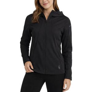 Spyder Womens Softshell Jacket - Wind and Water Resistant Grid Fleece Lined Hooded Womens Jacket For Outdoor Hiking (Large, Black)