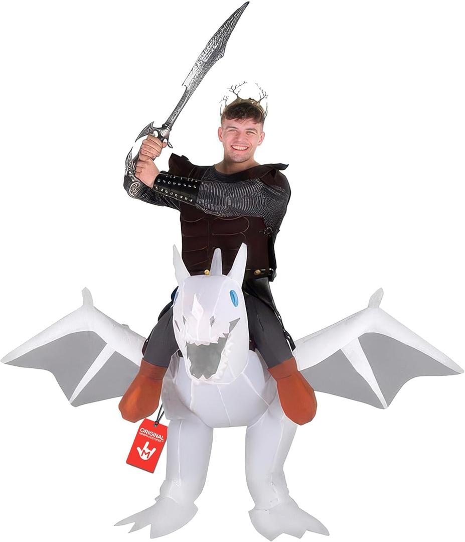 Morph White Inflatable Dragon Costume Adults, Blow Up Dragon Costume Adult, Fun Inflatable Outfit For Men And Women, One Size