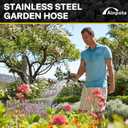 Metal Garden Hose Water Hose 100ft Heavy Duty Stainless Steel Water Pipe with Sprayer & Nozzle Flexible Lightweight Hose No Kink Pet Proof Hose for Yard, Outdoors, Rv