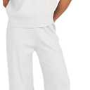 Caracilia Women's Summer 2 Piece Sweater Vest Sets Knit Top & Wide Leg Pants Lounge Matching Set 2025 Spring Airport Outfits White, Size: Small