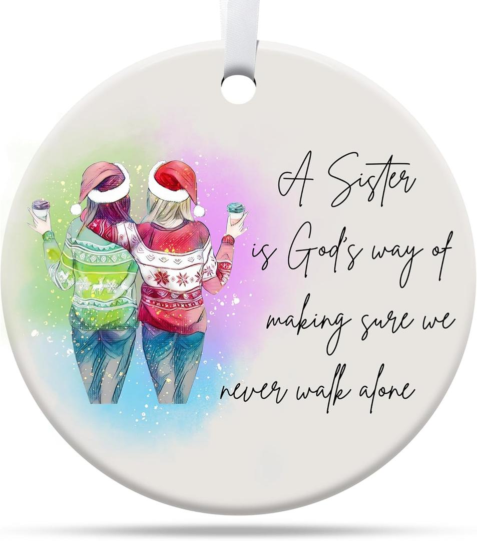 5 x Gifts for Sisters from Sisters, Sister Ornament 2025, Sister Gifts for Friends Women, Ceramic Ornament