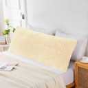 21x54 Body Pillow Cover with Zipper, Fluffy Faux Fur Big Body Pillow Case, Soft Long Plush Body Pillow Sham for Adults Side Sleeper-Beige