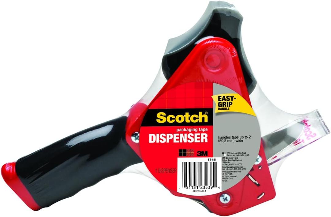 Scotch Packaging Tape Dispenser Holds up to 2" Wide (ST-181) Red, Metal, Plastic