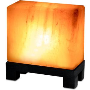 UMAID Himalayan Salt Lamp Rectangle, Natural Pink Rock Lamp on Modern Wood Base with Night Light Bulb and Dimmable Cord, Unique Home Decor, Zen Gifts, Perfect for Spa and Meditation Accessories