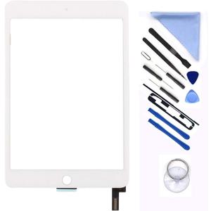 New Screen Replacement For iPad mini 4 7.9 inch A1538 A1550 Digitizer Glass Touch Screen Replacement and Pre-Installed Adhesive with Repair Tools Kit (Without Home Button,Not Include LCD) (White)