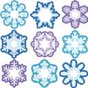 45 Pcs Winter Cutouts, Christmas Accents Paper Cutouts Name Tags Seasonal Winter Bulletin Board Tree Displays Classroom Decor for Teacher Student Homeschool Holiday (Snowflake Style, Blue, Purple)