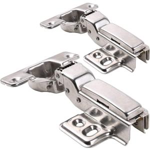 2-Pack Stainless Steel Half Overlay Soft Closing Concealed Hydraulic Buffering Hinge for Cabinet & Wardrobe 110 Degree with Screws