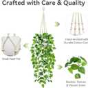 USLAI Fake Hanging Plant, Artificial Pothos Vines Greenery with Pot and Macrame Plant Hanger for Indoor Outdoor Boho Decor