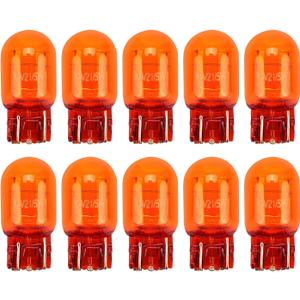 10 PCS T20 Halogen Bulbs, 12V W21/5W 7443 Dual Filament, Ultra-Bright Brake Light, Turn Signal Replacement, Universal for Cars, Trucks, SUVs (Amber Double Filament)