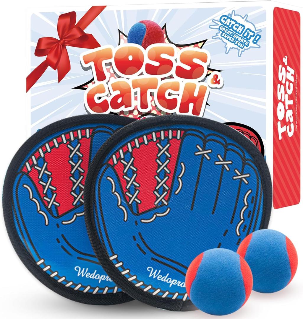 Toss and Catch Ball Game, Kids Toddler Baseball Glove & Catch Ball Toys, Kids Outdoor Games for Family, Toys for Beach Yard Outside, Birthday Easter Gift for Ages 3 4 5 6 7 8-12 Year Old Boys Girls (Blue)