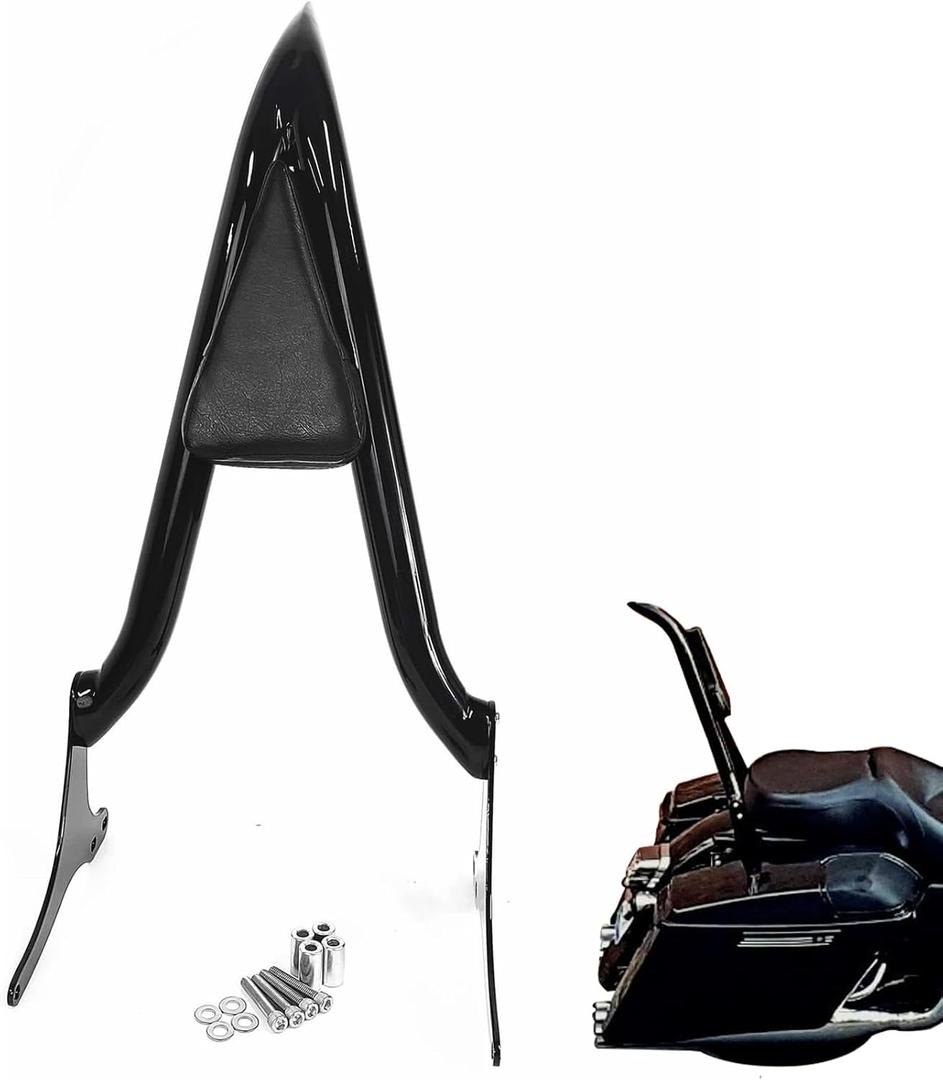 Sissy Bar Motorcycle Passenger Backrest Rear Pad Compatible for Harley Touring Road Glide Road King CVO Street Glide Electra Glide 1997-2008(26" Black).