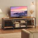 HOOBRO TV Stand with Power Outlets to 75 Inches, TV Console Table with Open Storage Shelves Cabinet, Industrial Media Entertainment Center for Living Room Bedroom, Rustic Brown and Black BF60DS01, 63 Inch