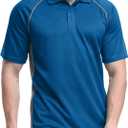 TIHEEN Golf Shirts for Men,Short Sleeve Moisture Wicking Proformance Big & Tall Polo Shirts (3X-Large, 12129# Blue (With Gray Stripe)