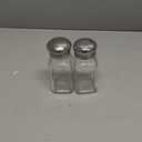 Glass Salt and Pepper Shakers Set by Brighter Barns - Modern Kitchen Decor, Dining Table Countertop Accessory - Rustic, Farmhouse, Vintage Glass Shakers with Stainless Steel Lids for Home, Restaurant (Clear)