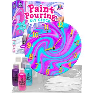PURPLE LADYBUG Paint Pouring Kit for Ages 6+ - Washable Non-Toxic Painting Kit for Kids with Gloves & Table Cover for Easier Cleanup, Art and Crafts for Kids Ages 8-12, Crafts for Girls 8-12